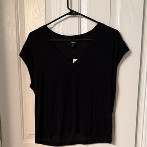 Express Black V-Neck Short Sleeve Top